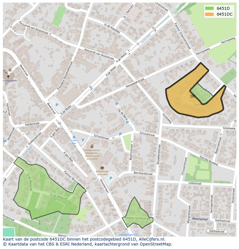 Afbeelding van het postcodegebied 6451 DC op de kaart.