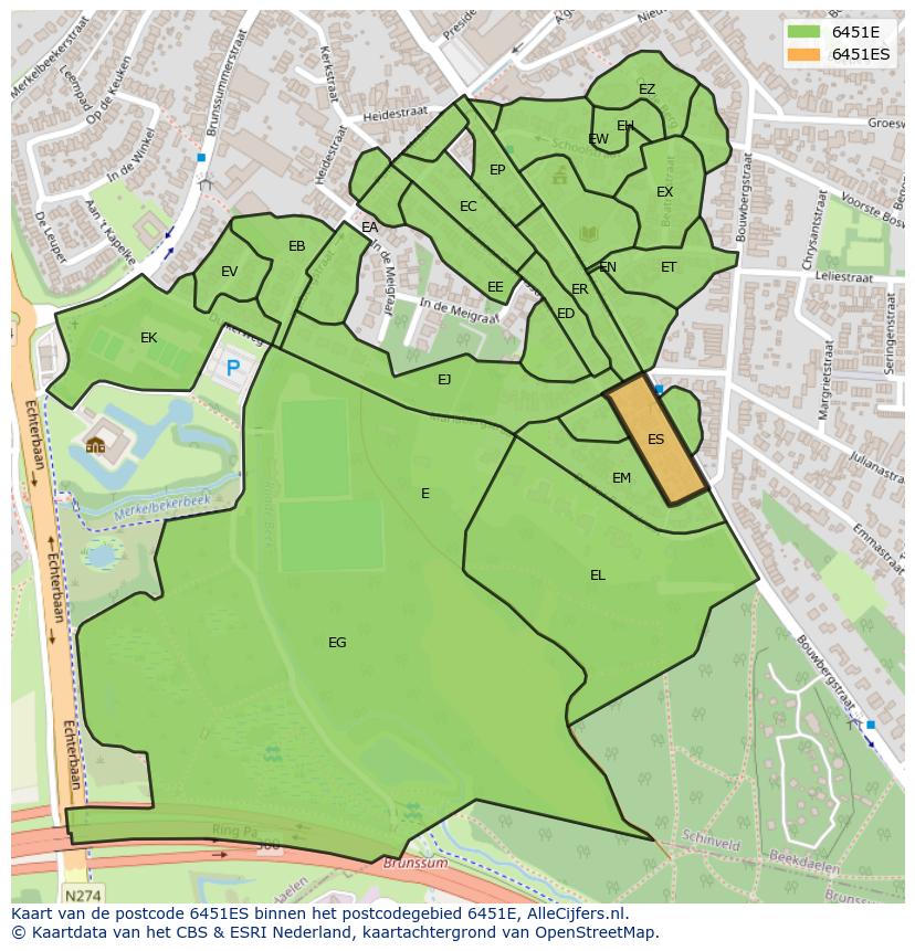 Afbeelding van het postcodegebied 6451 ES op de kaart.