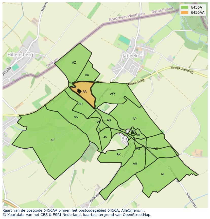 Afbeelding van het postcodegebied 6456 AA op de kaart.