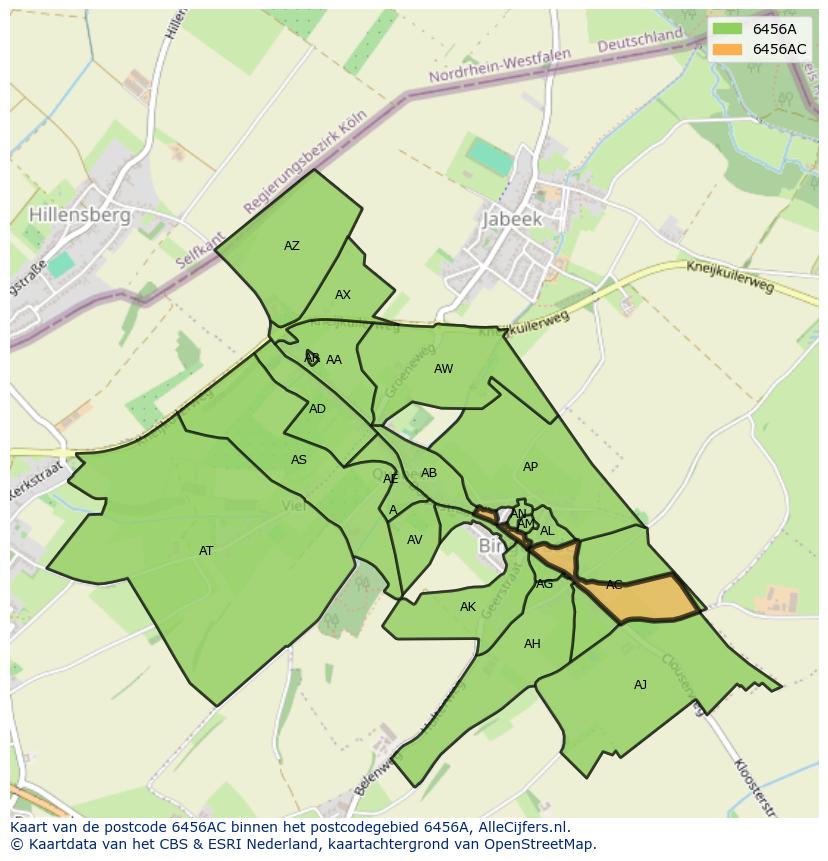 Afbeelding van het postcodegebied 6456 AC op de kaart.