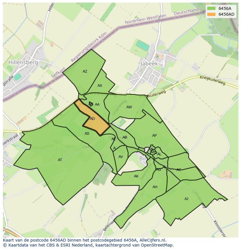 Afbeelding van het postcodegebied 6456 AD op de kaart.