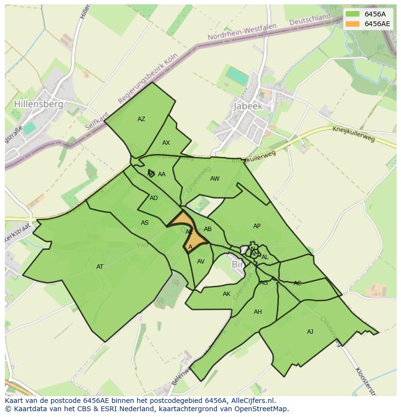 Afbeelding van het postcodegebied 6456 AE op de kaart.