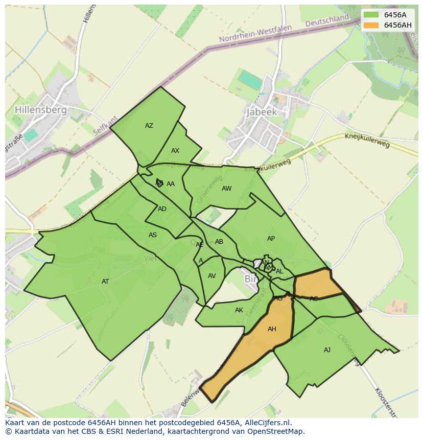 Afbeelding van het postcodegebied 6456 AH op de kaart.