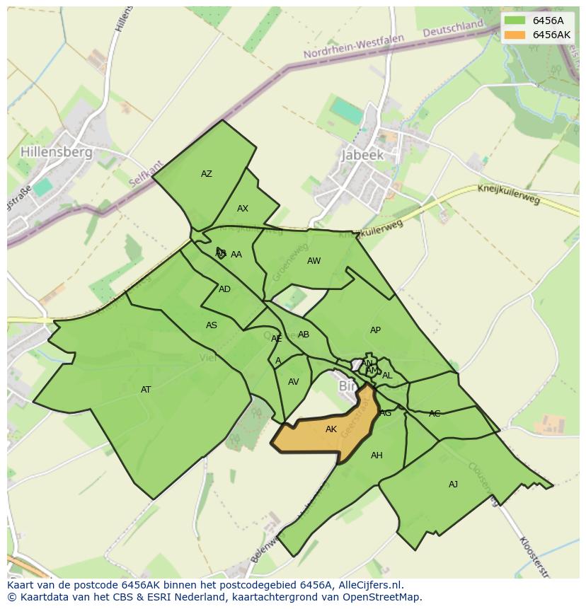 Afbeelding van het postcodegebied 6456 AK op de kaart.