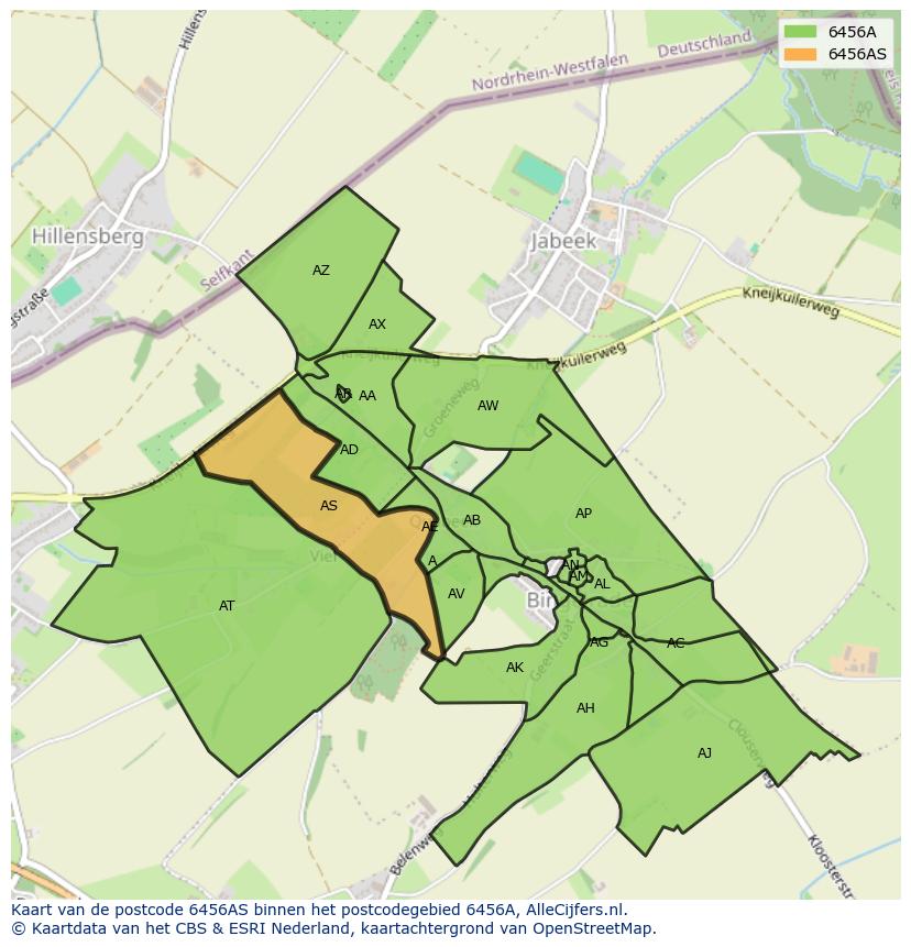 Afbeelding van het postcodegebied 6456 AS op de kaart.