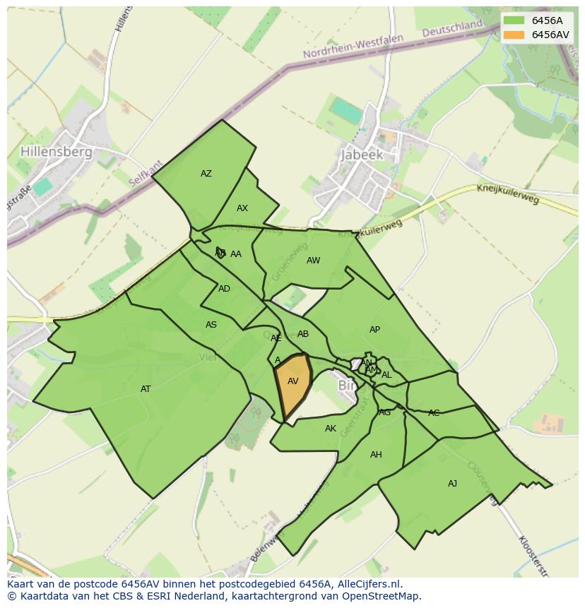 Afbeelding van het postcodegebied 6456 AV op de kaart.