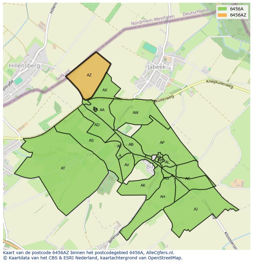 Afbeelding van het postcodegebied 6456 AZ op de kaart.
