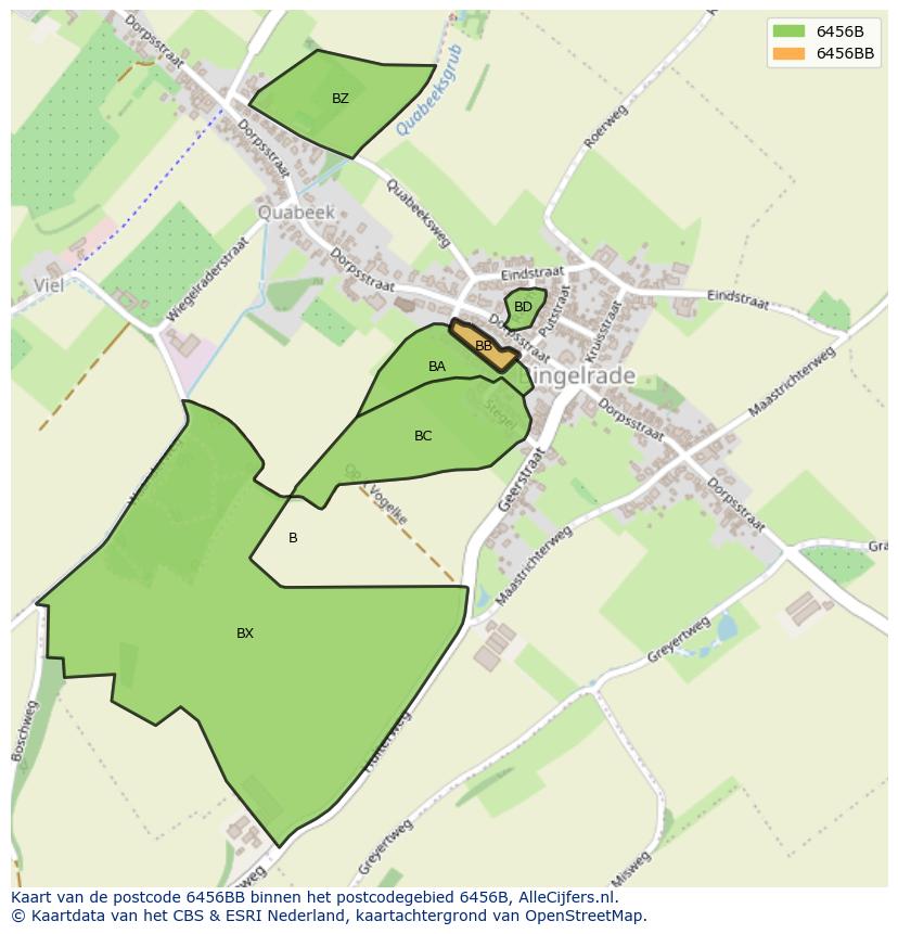 Afbeelding van het postcodegebied 6456 BB op de kaart.