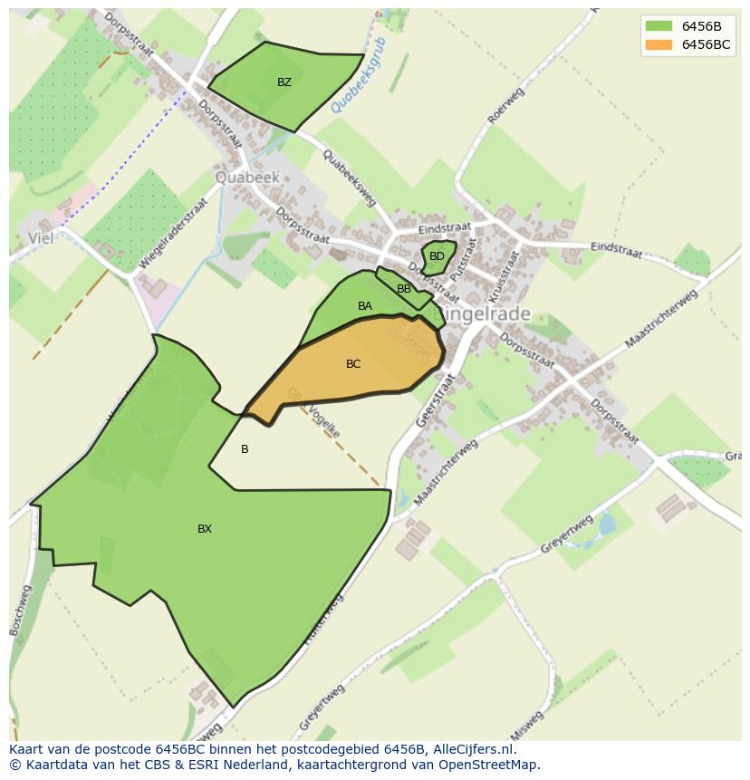 Afbeelding van het postcodegebied 6456 BC op de kaart.