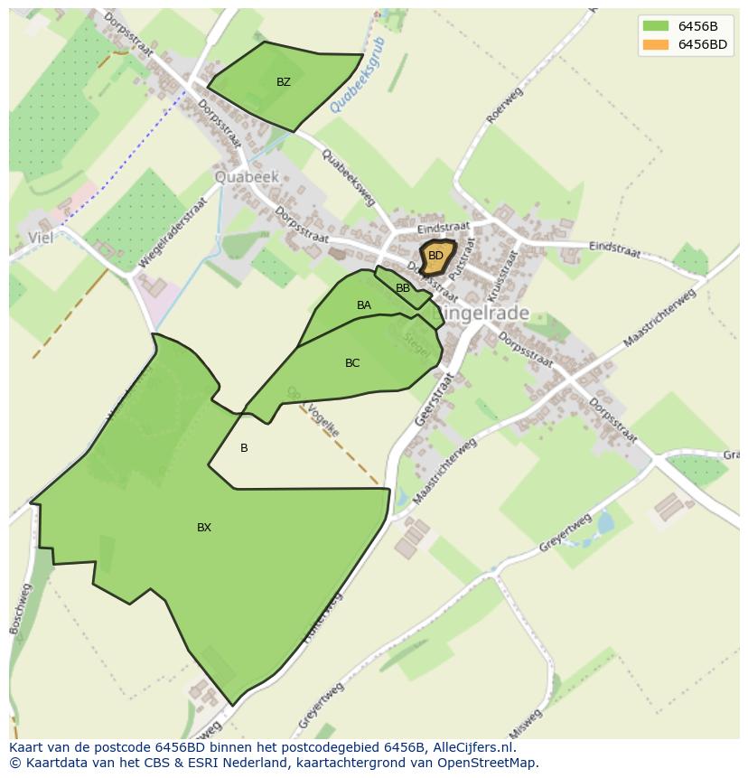 Afbeelding van het postcodegebied 6456 BD op de kaart.