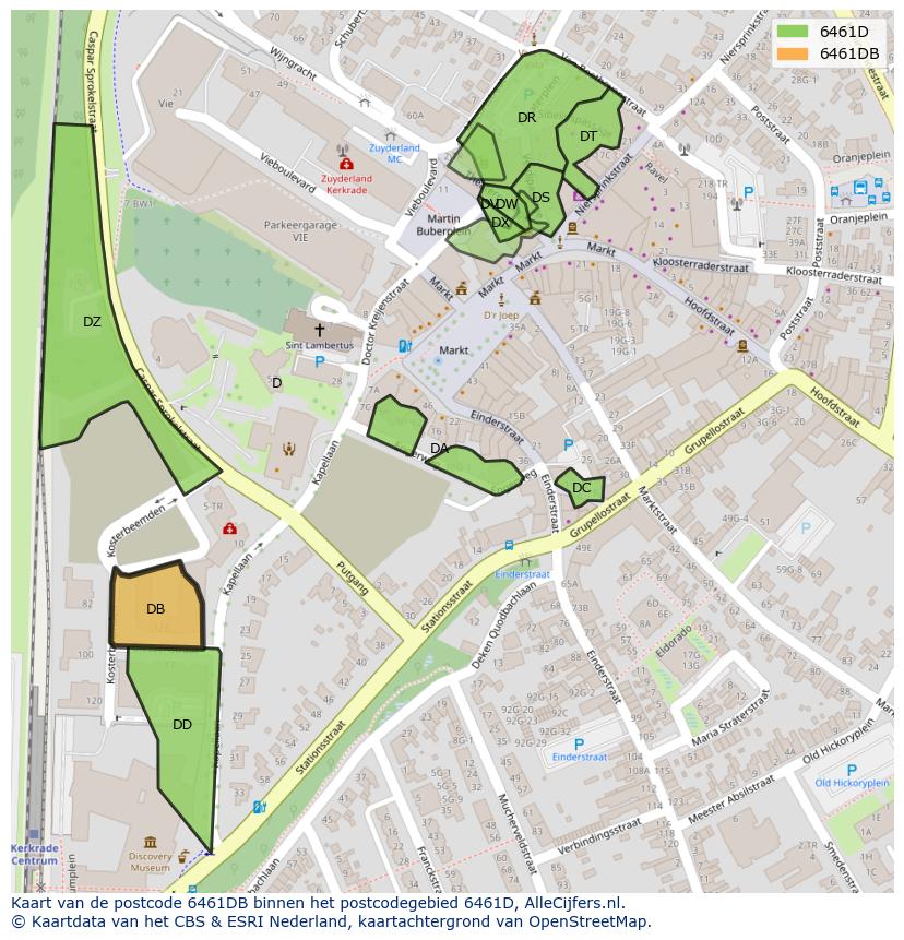 Afbeelding van het postcodegebied 6461 DB op de kaart.