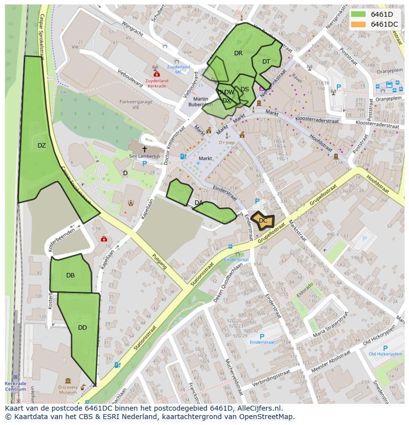 Afbeelding van het postcodegebied 6461 DC op de kaart.