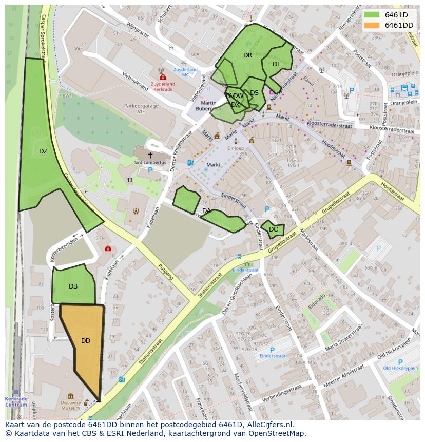 Afbeelding van het postcodegebied 6461 DD op de kaart.