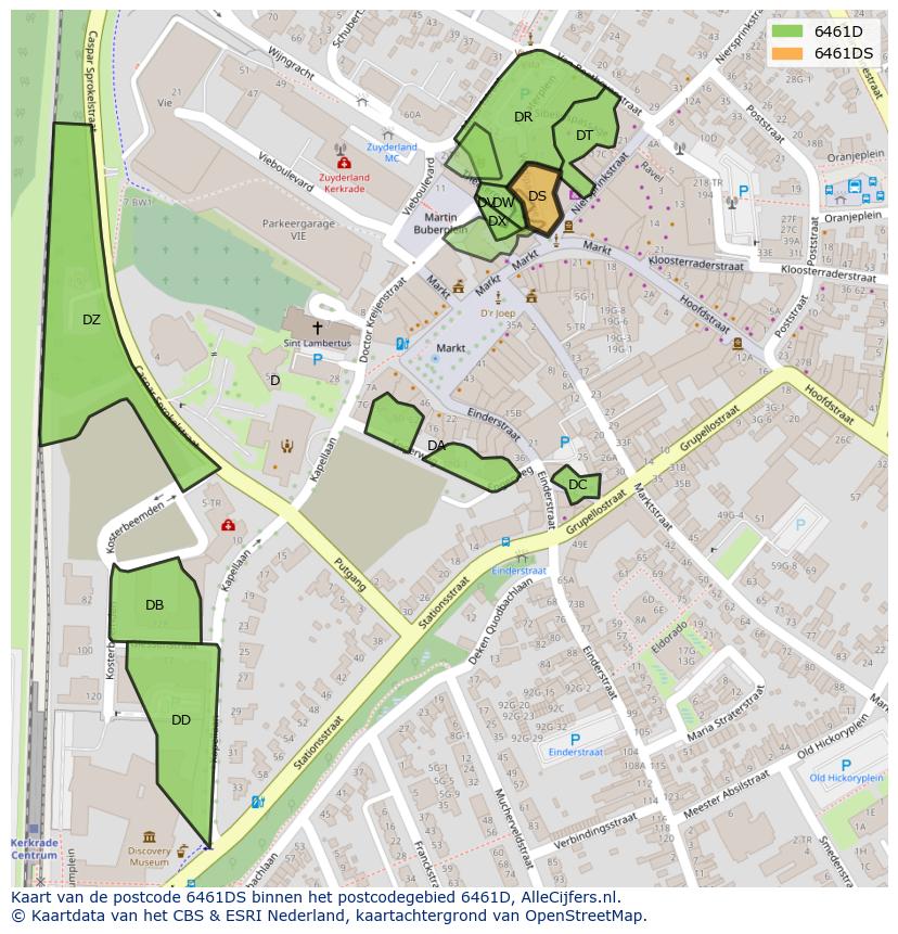 Afbeelding van het postcodegebied 6461 DS op de kaart.