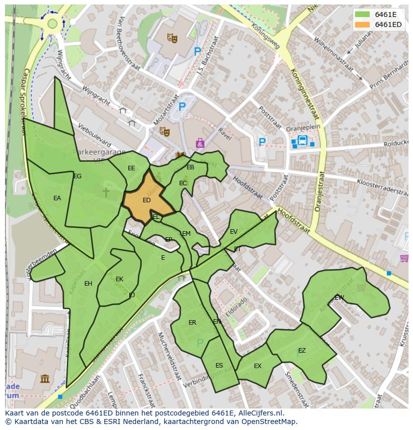 Afbeelding van het postcodegebied 6461 ED op de kaart.