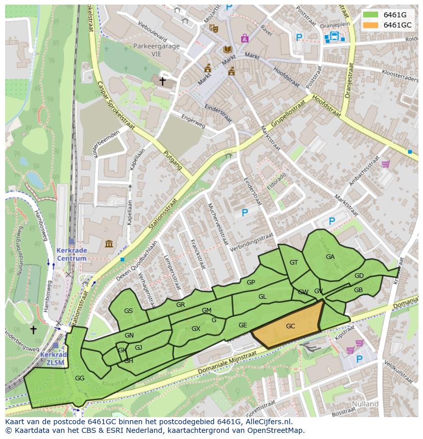 Afbeelding van het postcodegebied 6461 GC op de kaart.