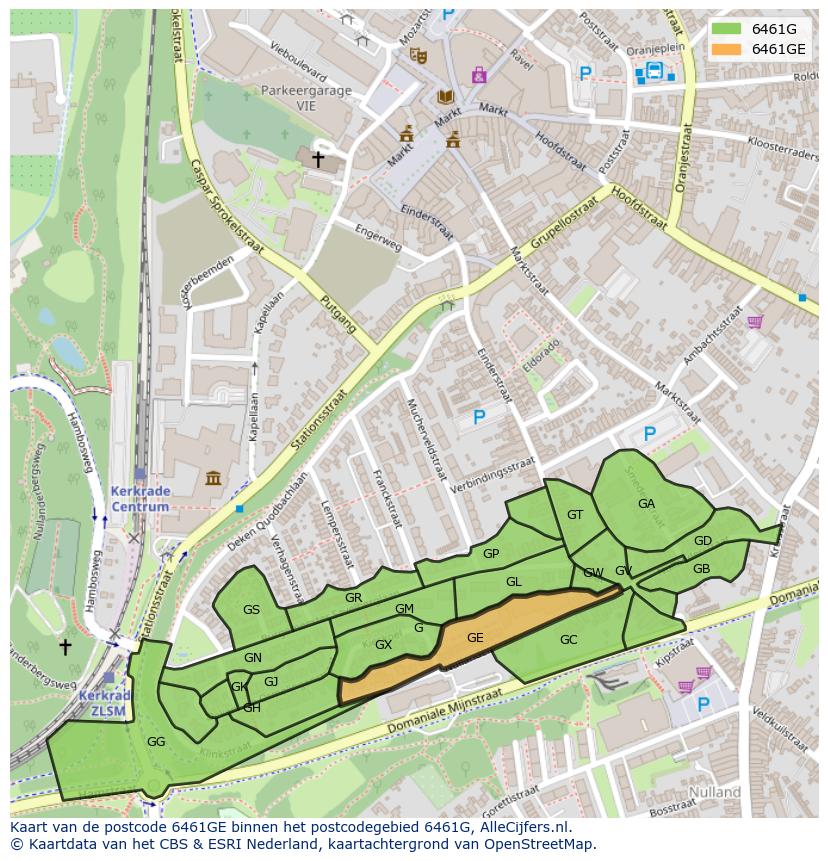 Afbeelding van het postcodegebied 6461 GE op de kaart.