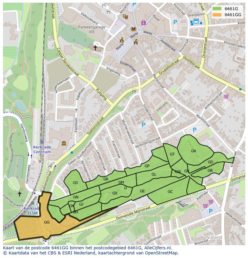 Afbeelding van het postcodegebied 6461 GG op de kaart.