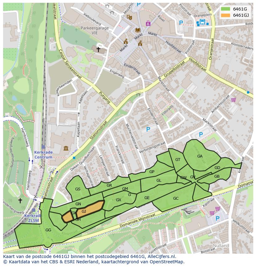 Afbeelding van het postcodegebied 6461 GJ op de kaart.