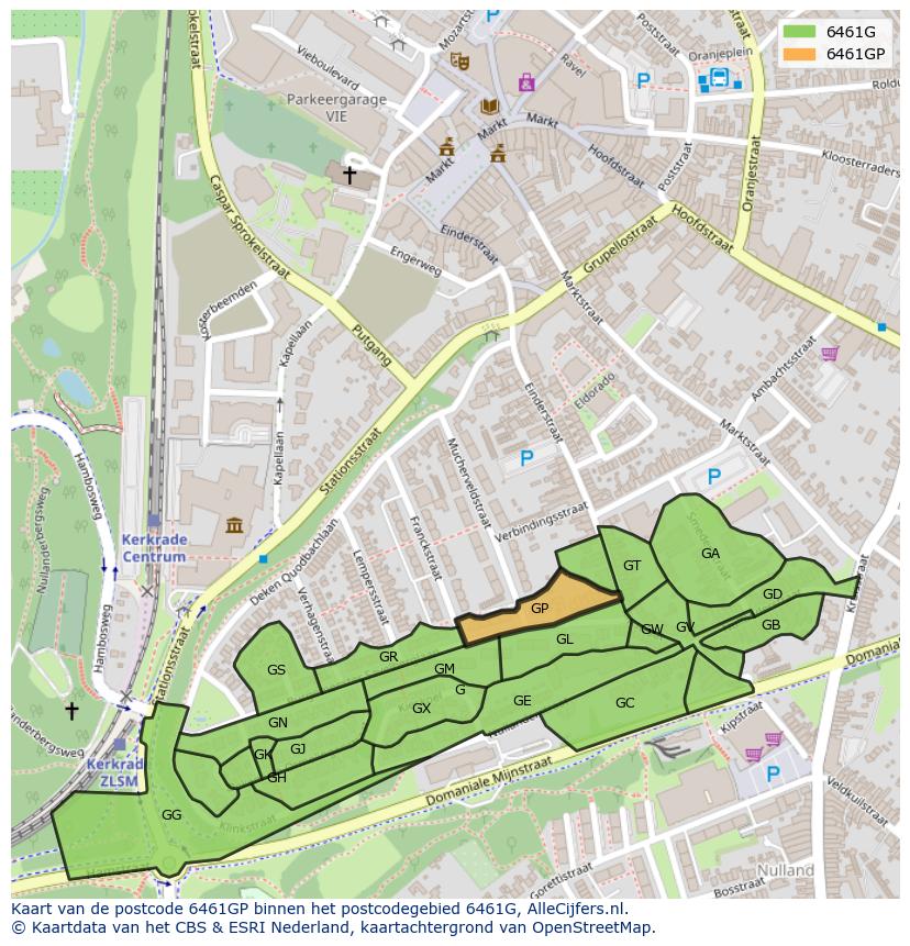 Afbeelding van het postcodegebied 6461 GP op de kaart.