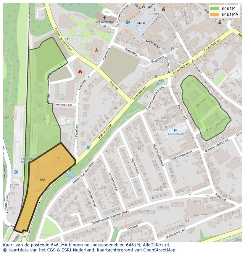 Afbeelding van het postcodegebied 6461 MA op de kaart.