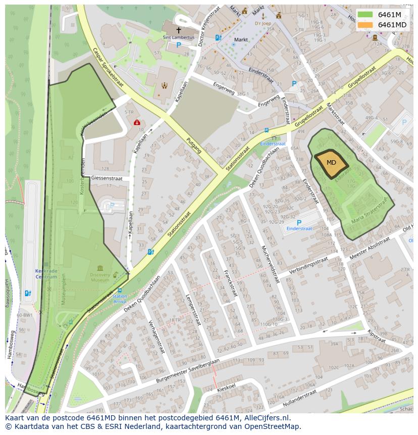 Afbeelding van het postcodegebied 6461 MD op de kaart.