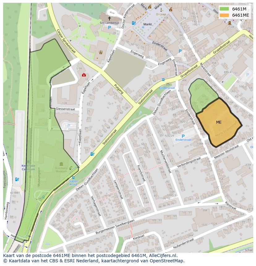 Afbeelding van het postcodegebied 6461 ME op de kaart.