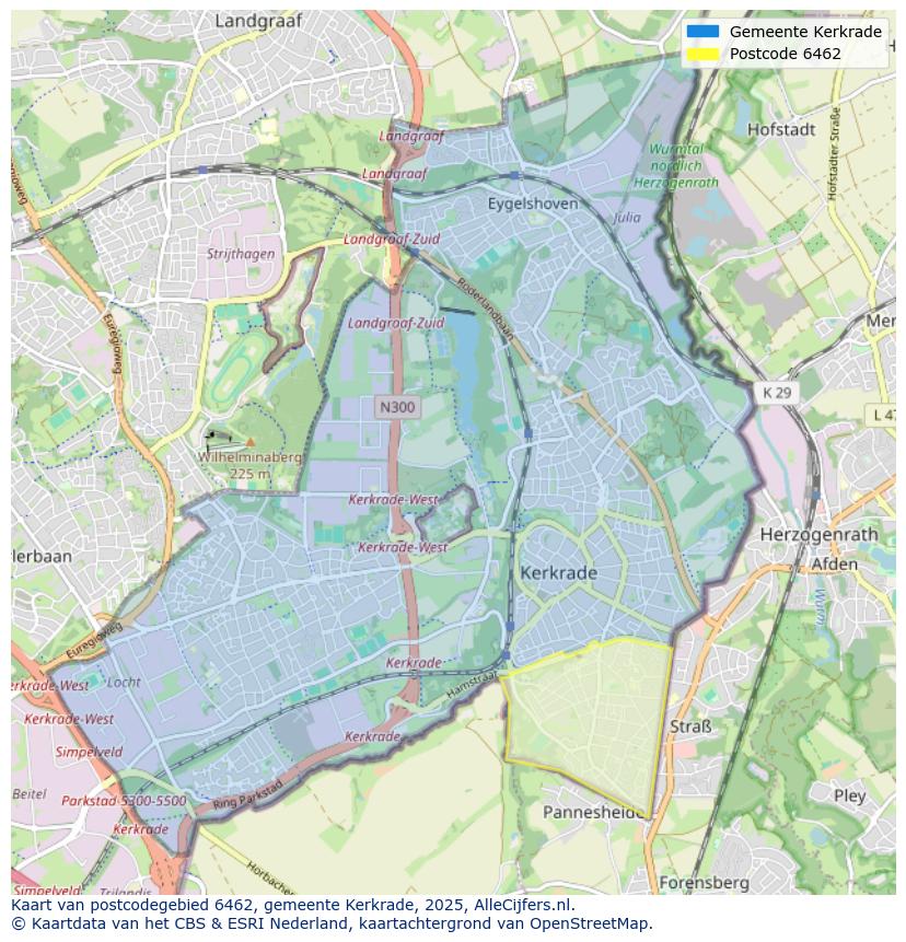 Afbeelding van het postcodegebied 6462 op de kaart.