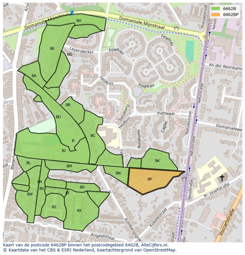 Afbeelding van het postcodegebied 6462 BP op de kaart.
