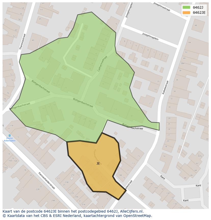Afbeelding van het postcodegebied 6462 JE op de kaart.