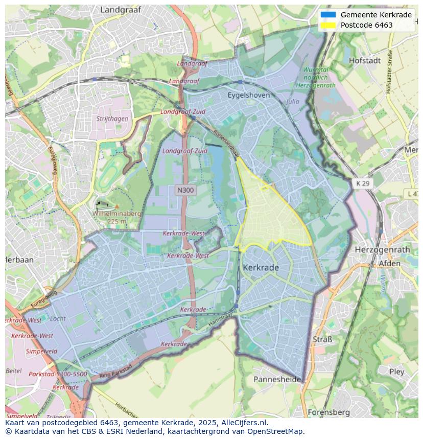 Afbeelding van het postcodegebied 6463 op de kaart.