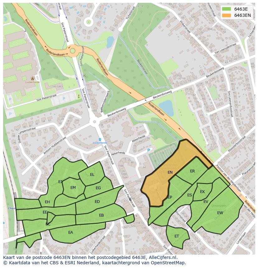 Afbeelding van het postcodegebied 6463 EN op de kaart.