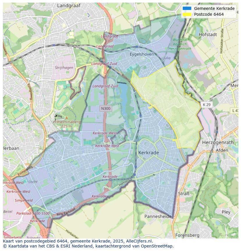 Afbeelding van het postcodegebied 6464 op de kaart.