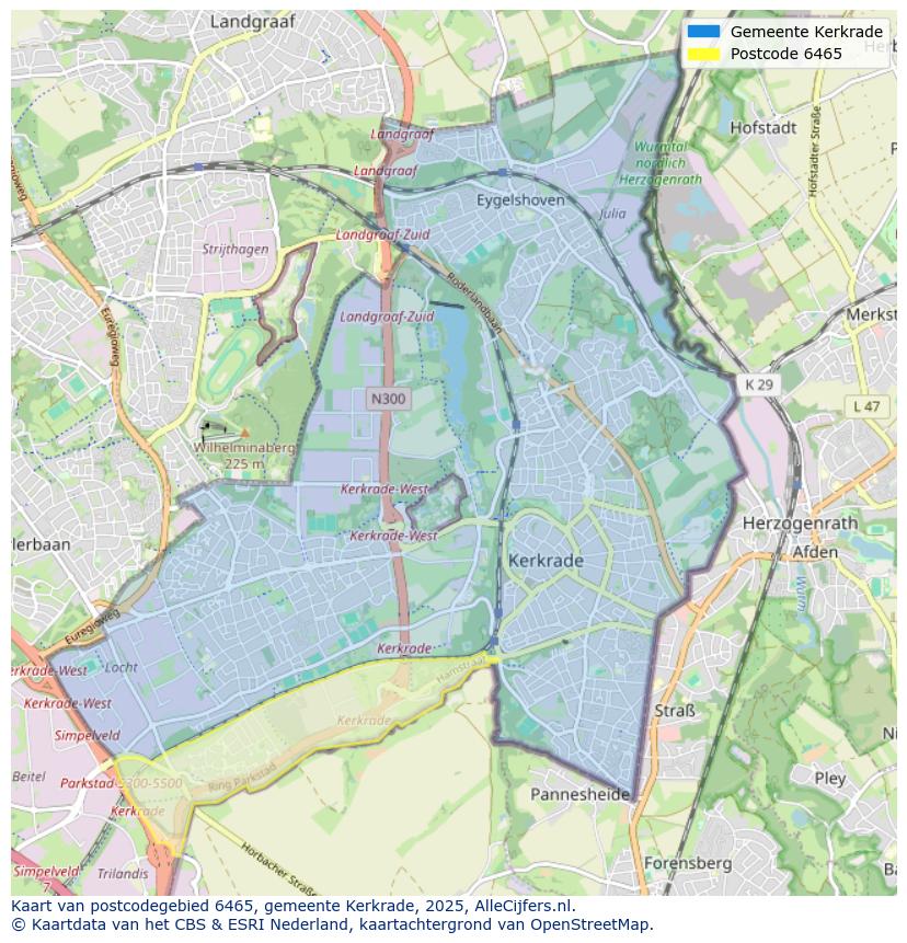 Afbeelding van het postcodegebied 6465 op de kaart.