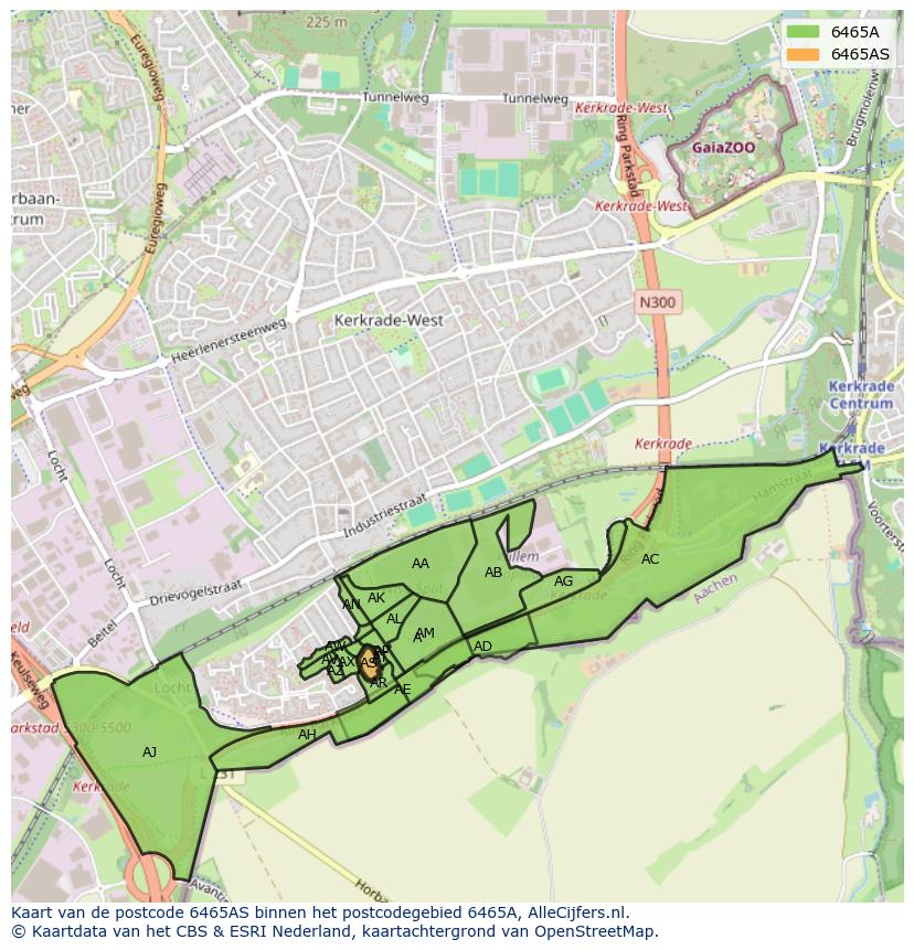 Afbeelding van het postcodegebied 6465 AS op de kaart.