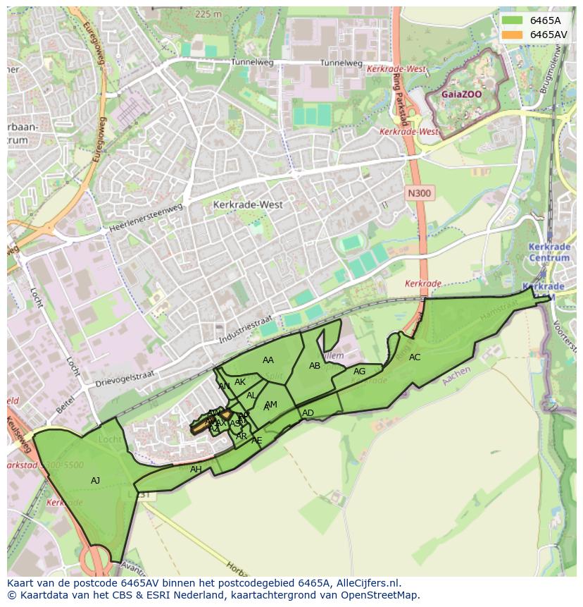 Afbeelding van het postcodegebied 6465 AV op de kaart.