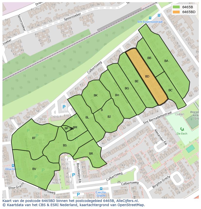 Afbeelding van het postcodegebied 6465 BD op de kaart.