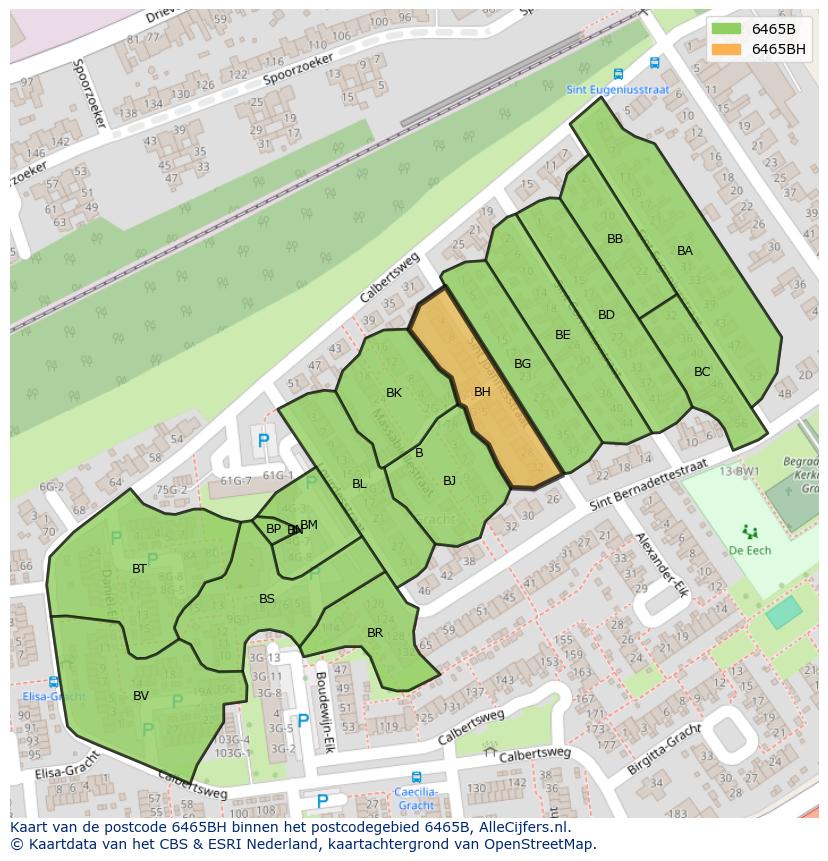 Afbeelding van het postcodegebied 6465 BH op de kaart.