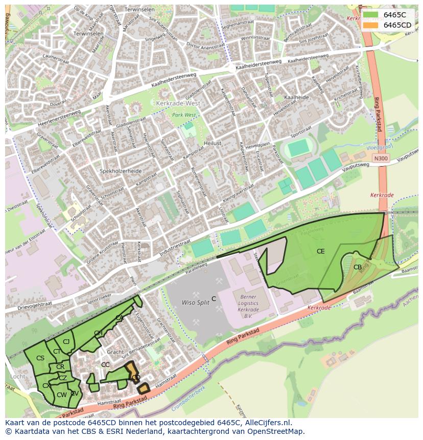 Afbeelding van het postcodegebied 6465 CD op de kaart.