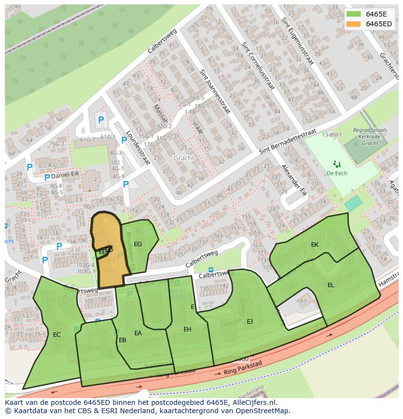 Afbeelding van het postcodegebied 6465 ED op de kaart.