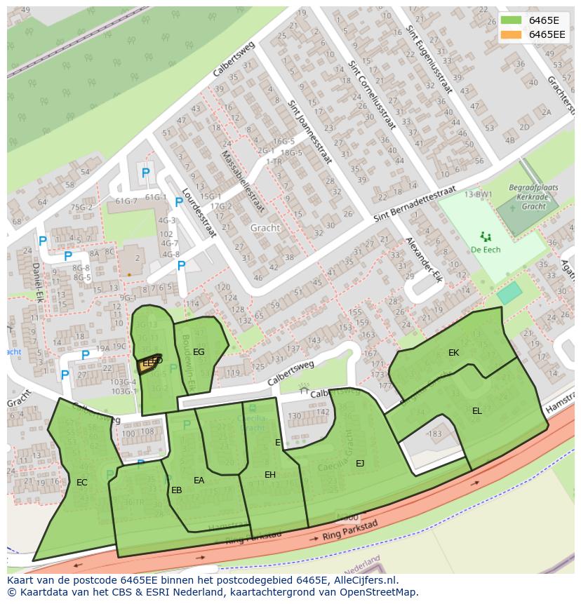 Afbeelding van het postcodegebied 6465 EE op de kaart.