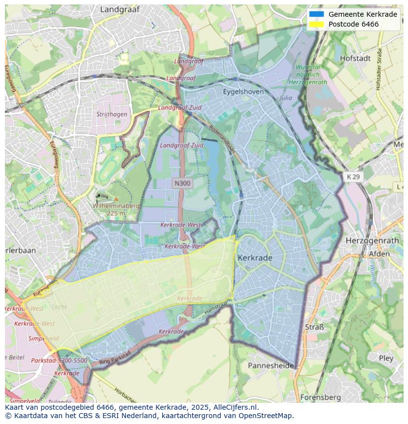 Afbeelding van het postcodegebied 6466 op de kaart.