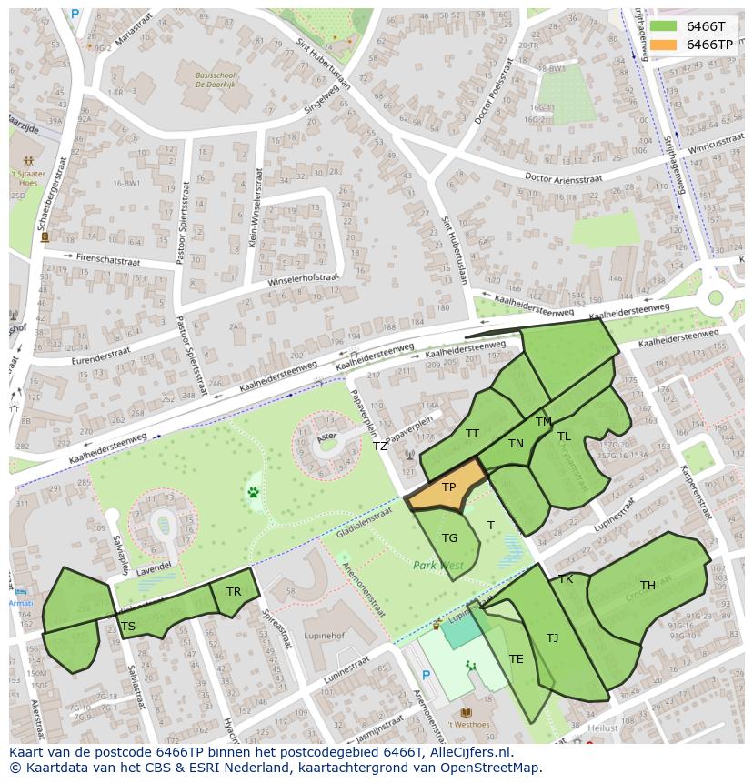 Afbeelding van het postcodegebied 6466 TP op de kaart.