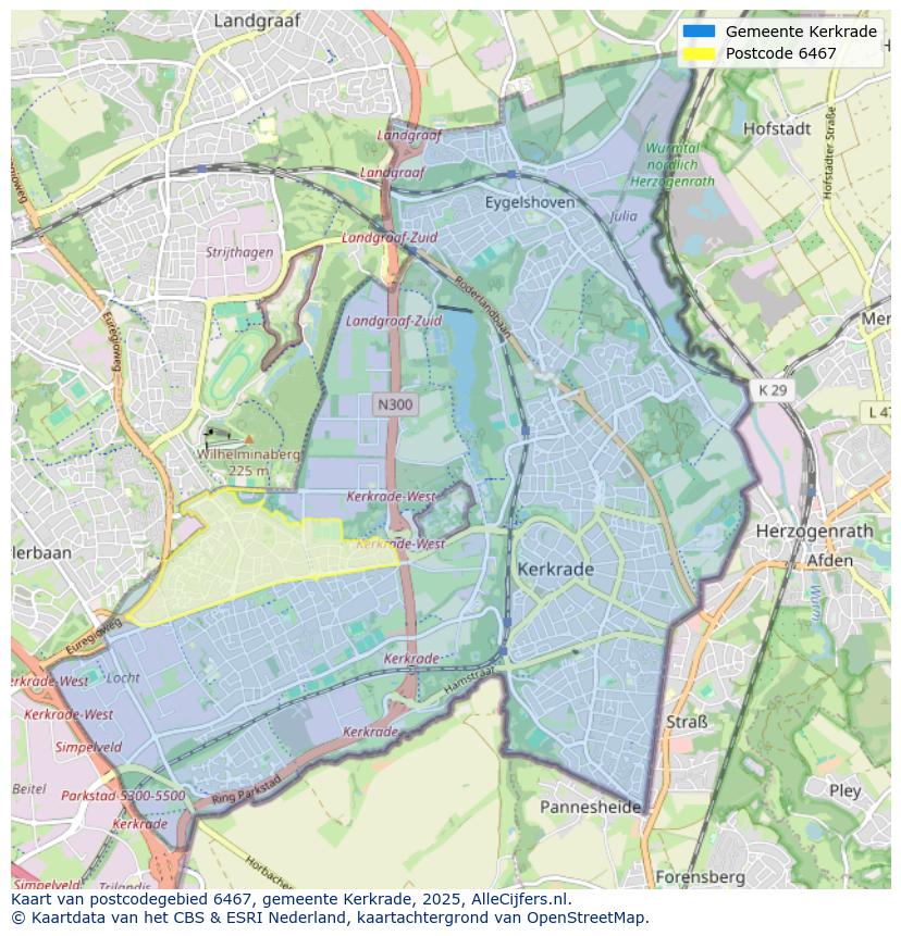 Afbeelding van het postcodegebied 6467 op de kaart.