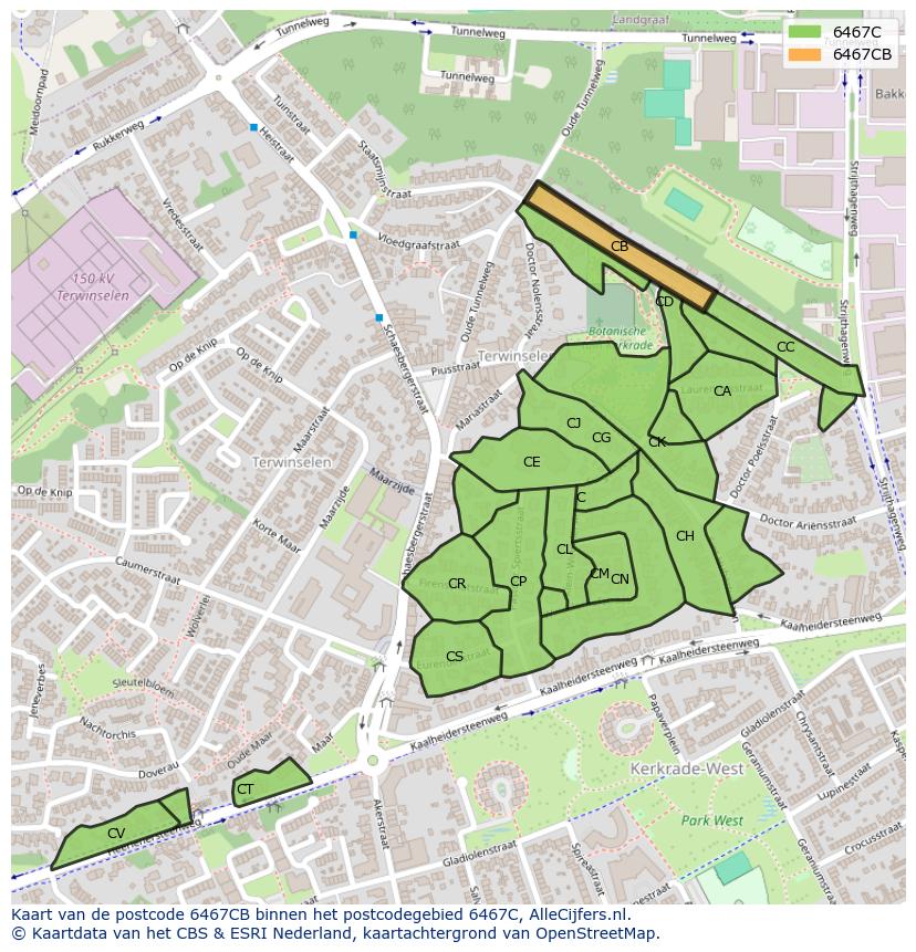 Afbeelding van het postcodegebied 6467 CB op de kaart.