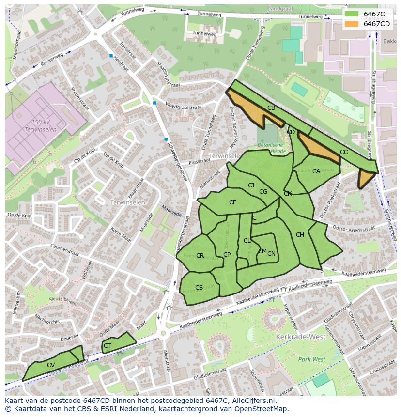 Afbeelding van het postcodegebied 6467 CD op de kaart.