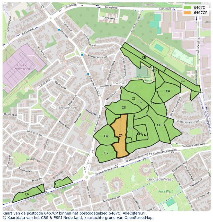 Afbeelding van het postcodegebied 6467 CP op de kaart.