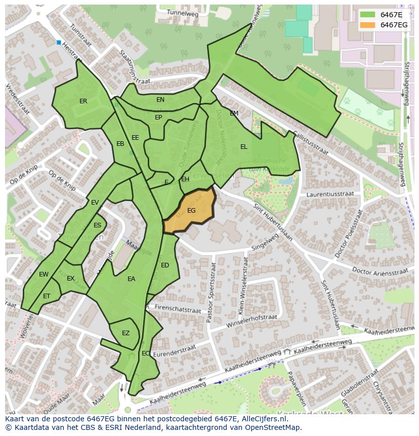Afbeelding van het postcodegebied 6467 EG op de kaart.