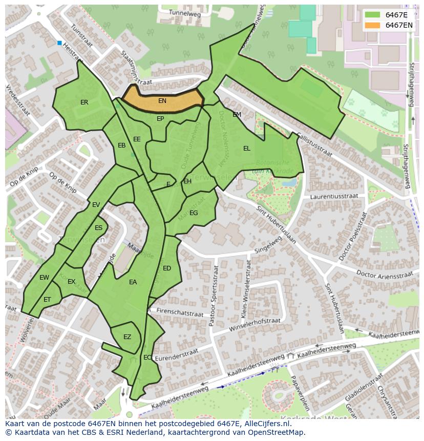 Afbeelding van het postcodegebied 6467 EN op de kaart.