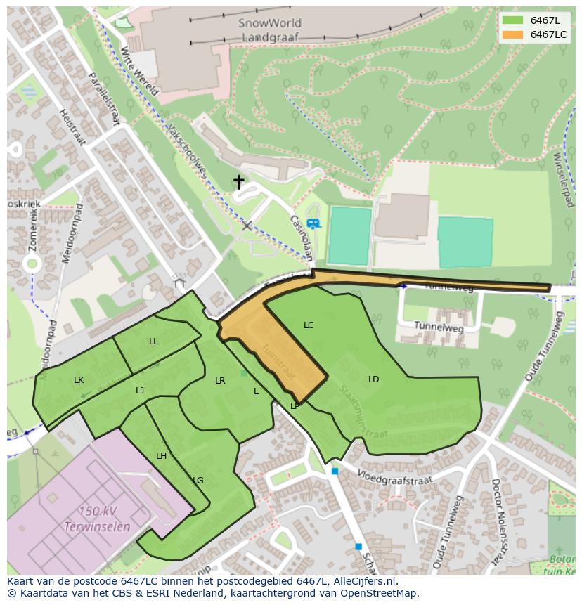 Afbeelding van het postcodegebied 6467 LC op de kaart.